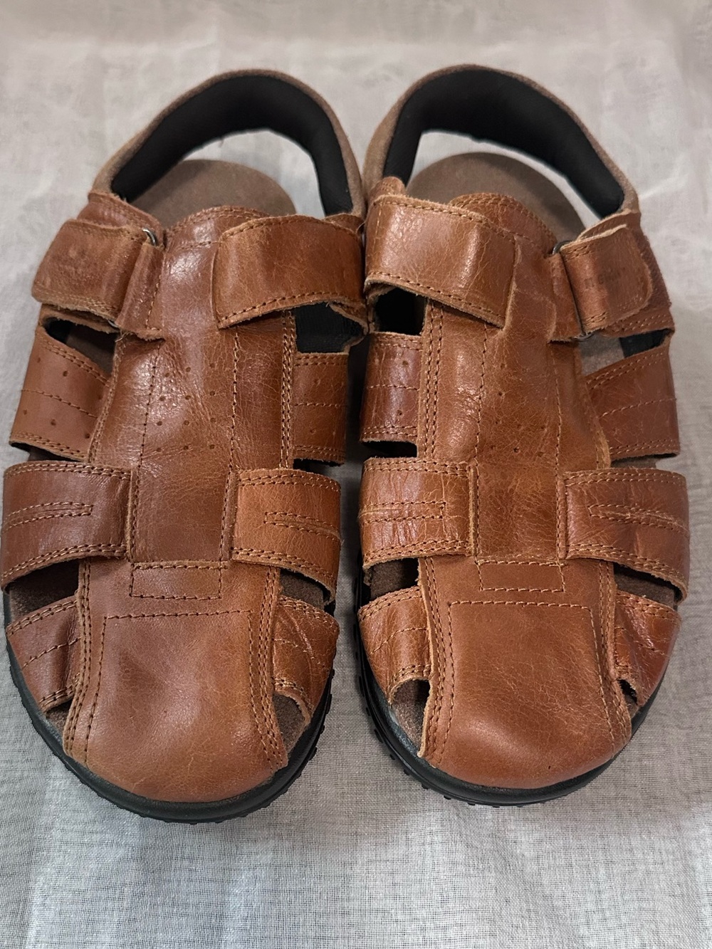 Men's Brown Leather Closed-Toe Sandals 44/11